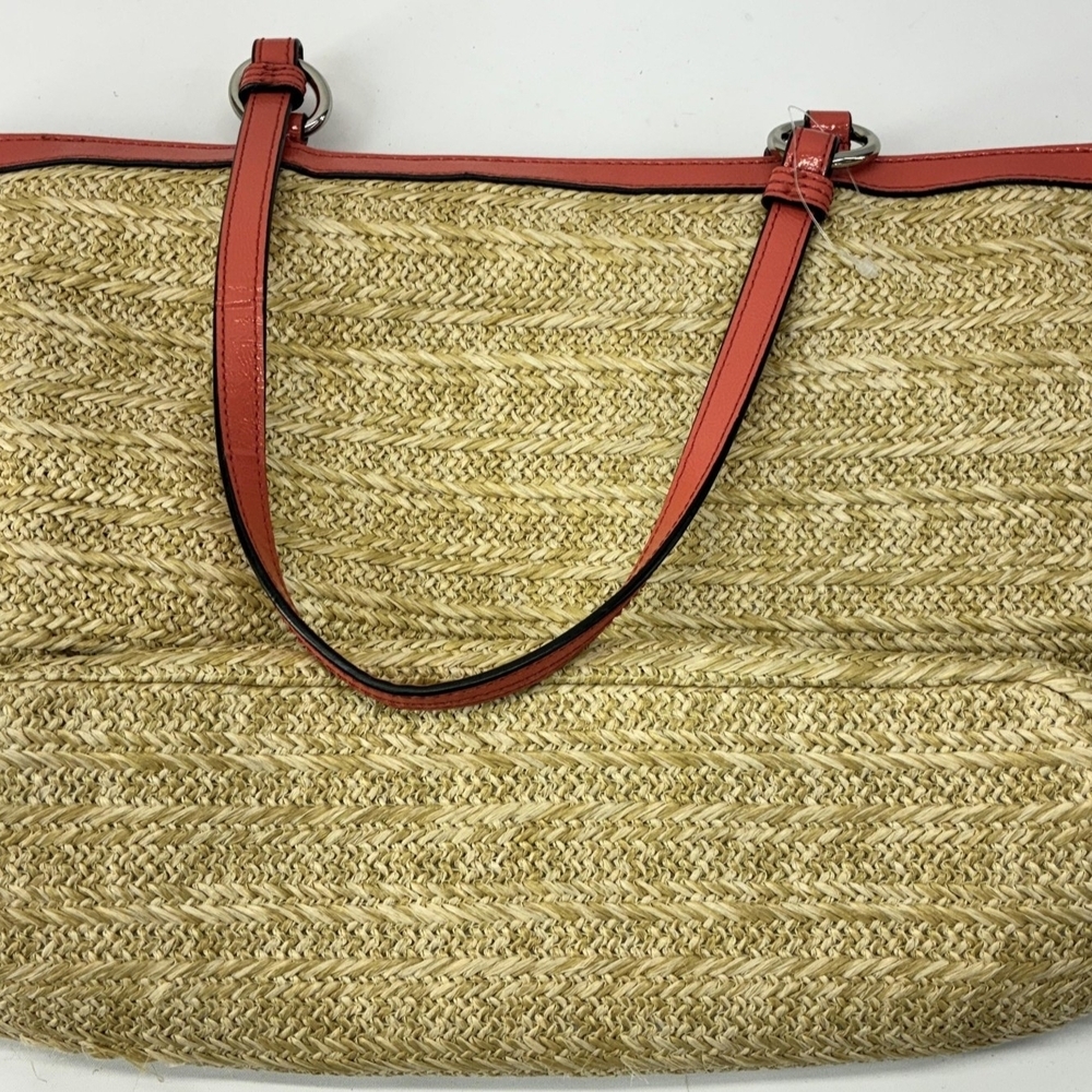 Coach Coral Floral Straw Tote with COA - Picture 4 of 6